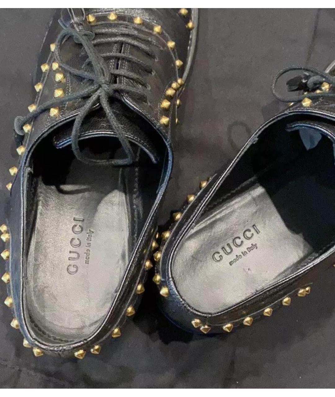 GUCCI Черные кожаные брогги и оксфорды, фото 3