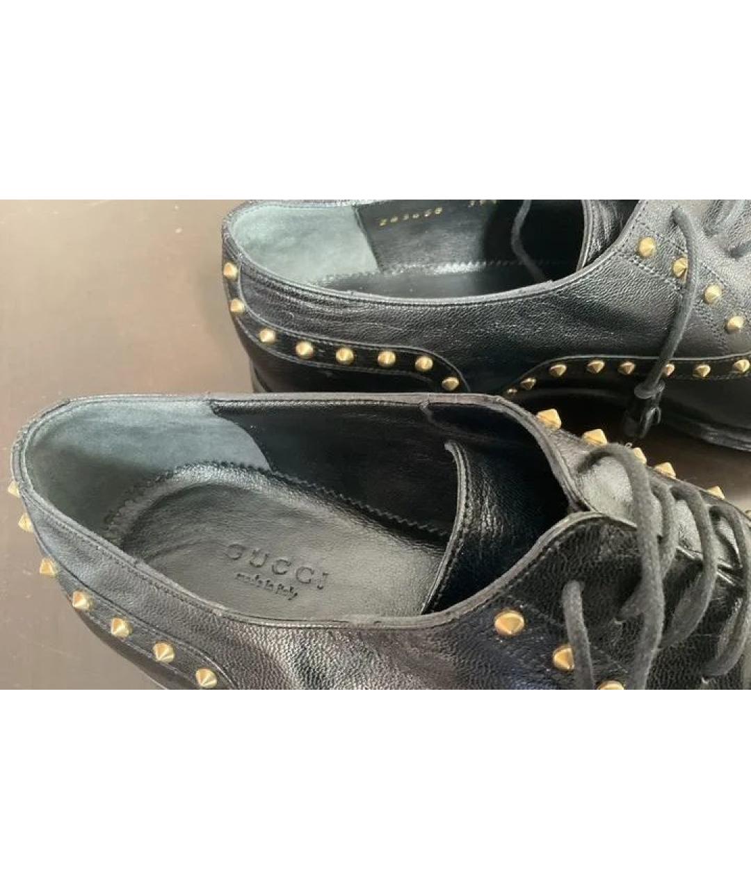 GUCCI Черные кожаные брогги и оксфорды, фото 8