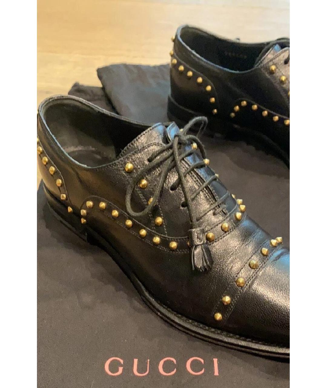 GUCCI Черные кожаные брогги и оксфорды, фото 4