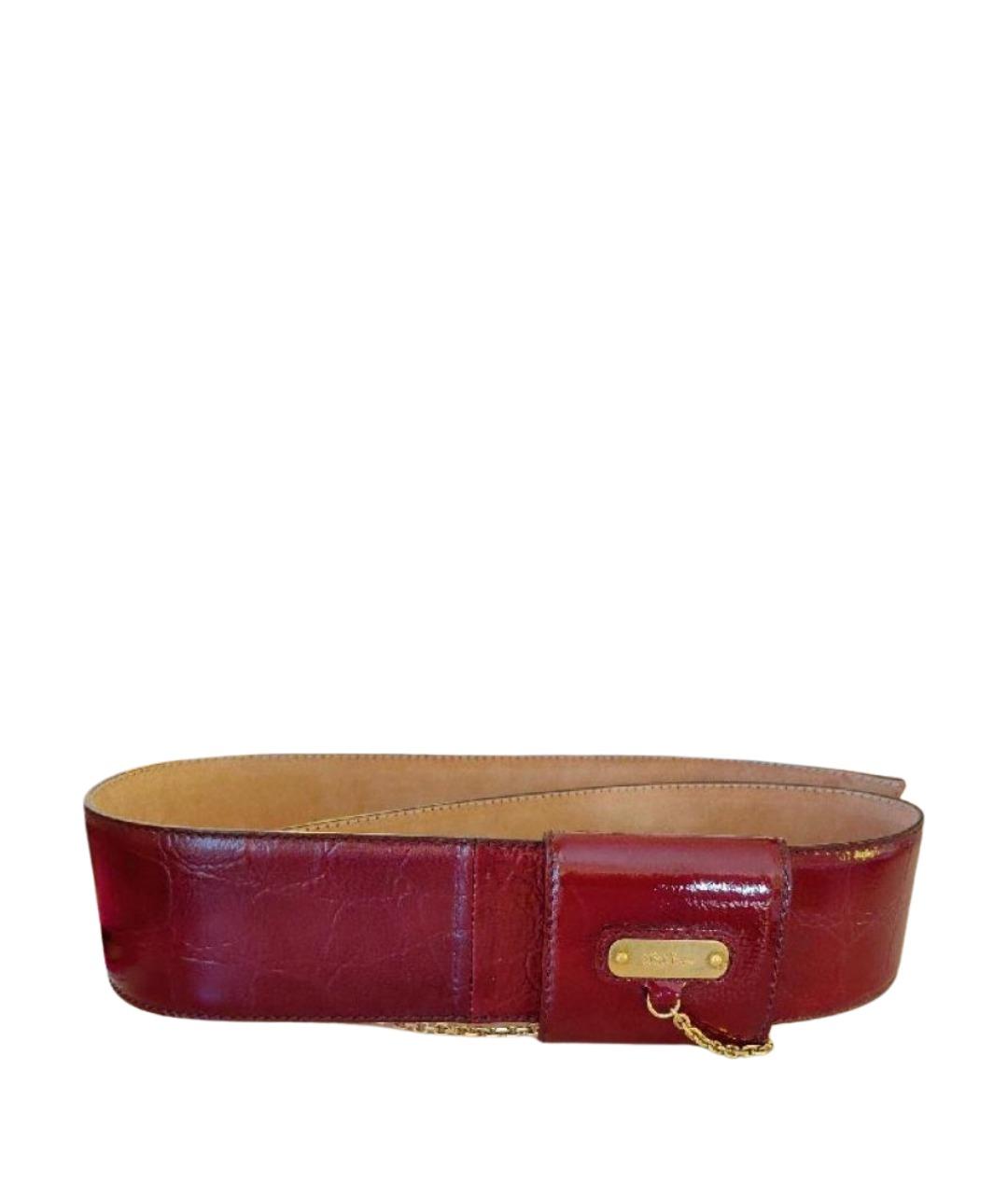 ALEXANDER MCQUEEN Бордовый ремень из лакированной кожи, фото 1