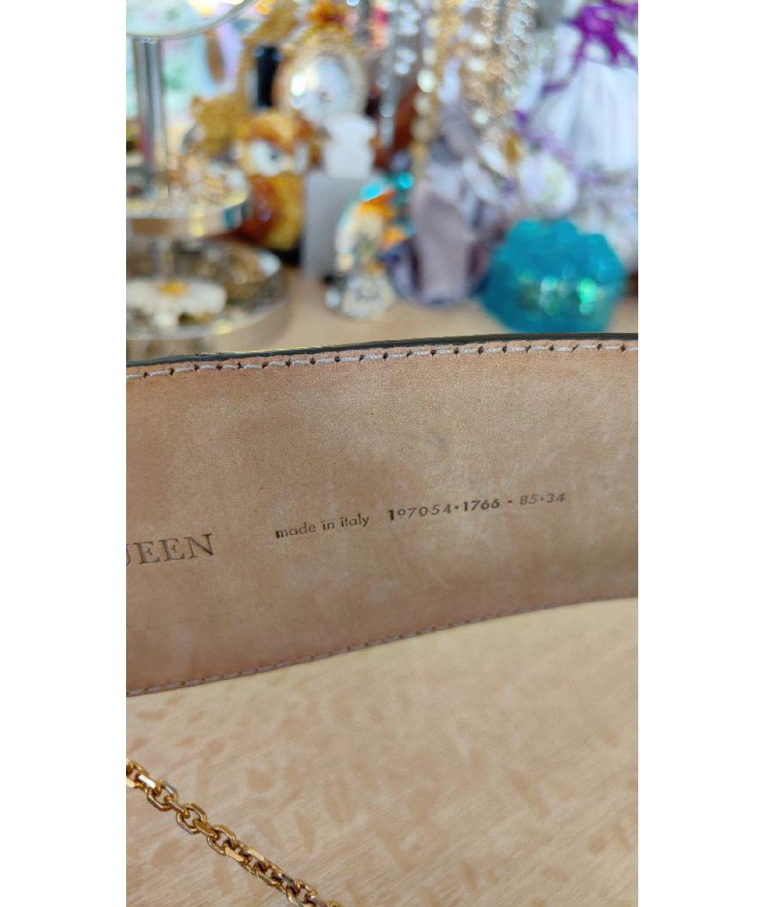 ALEXANDER MCQUEEN Бордовый ремень из лакированной кожи, фото 4