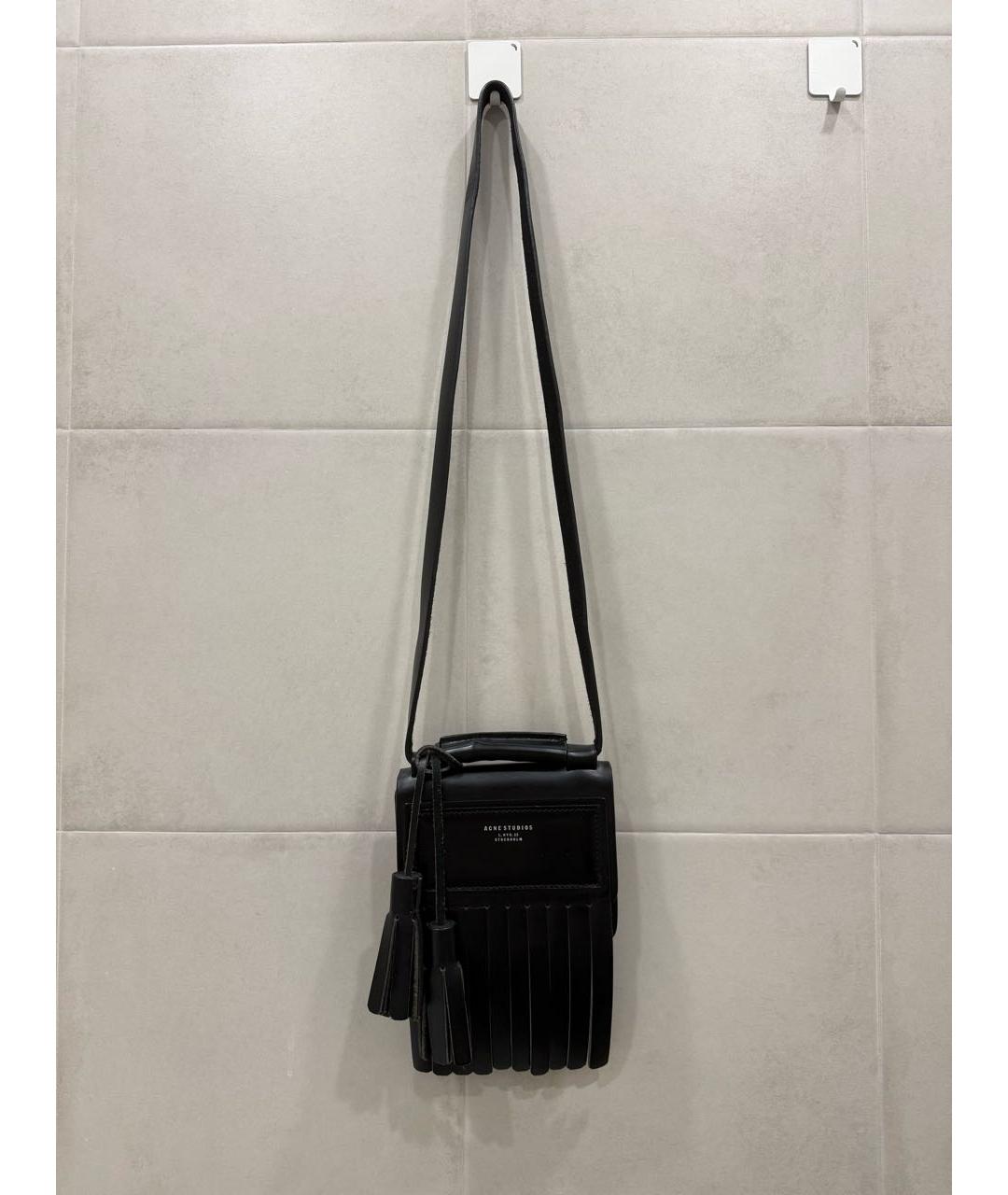 ACNE STUDIOS Черная кожаная сумка через плечо, фото 5