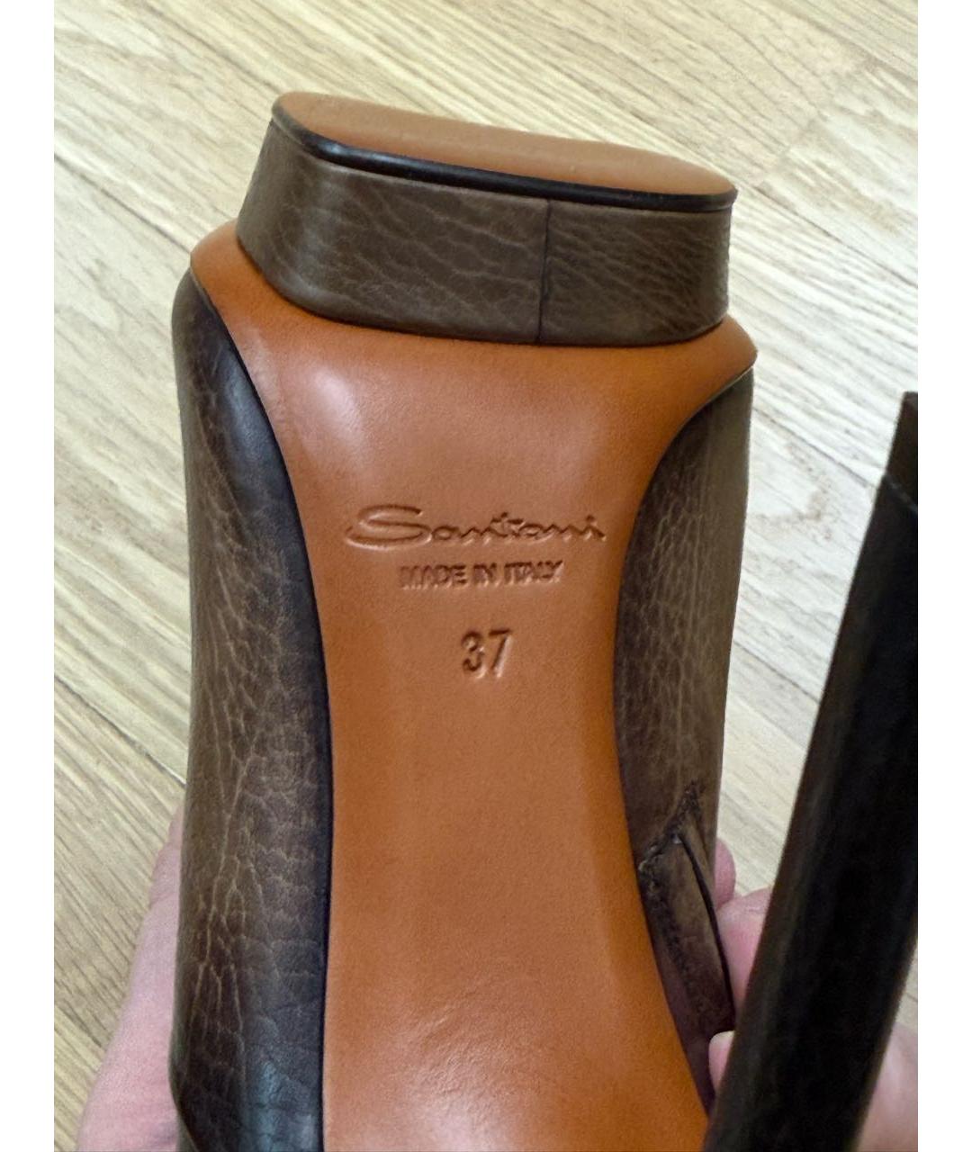 SANTONI Коричневые кожаные ботильоны, фото 5