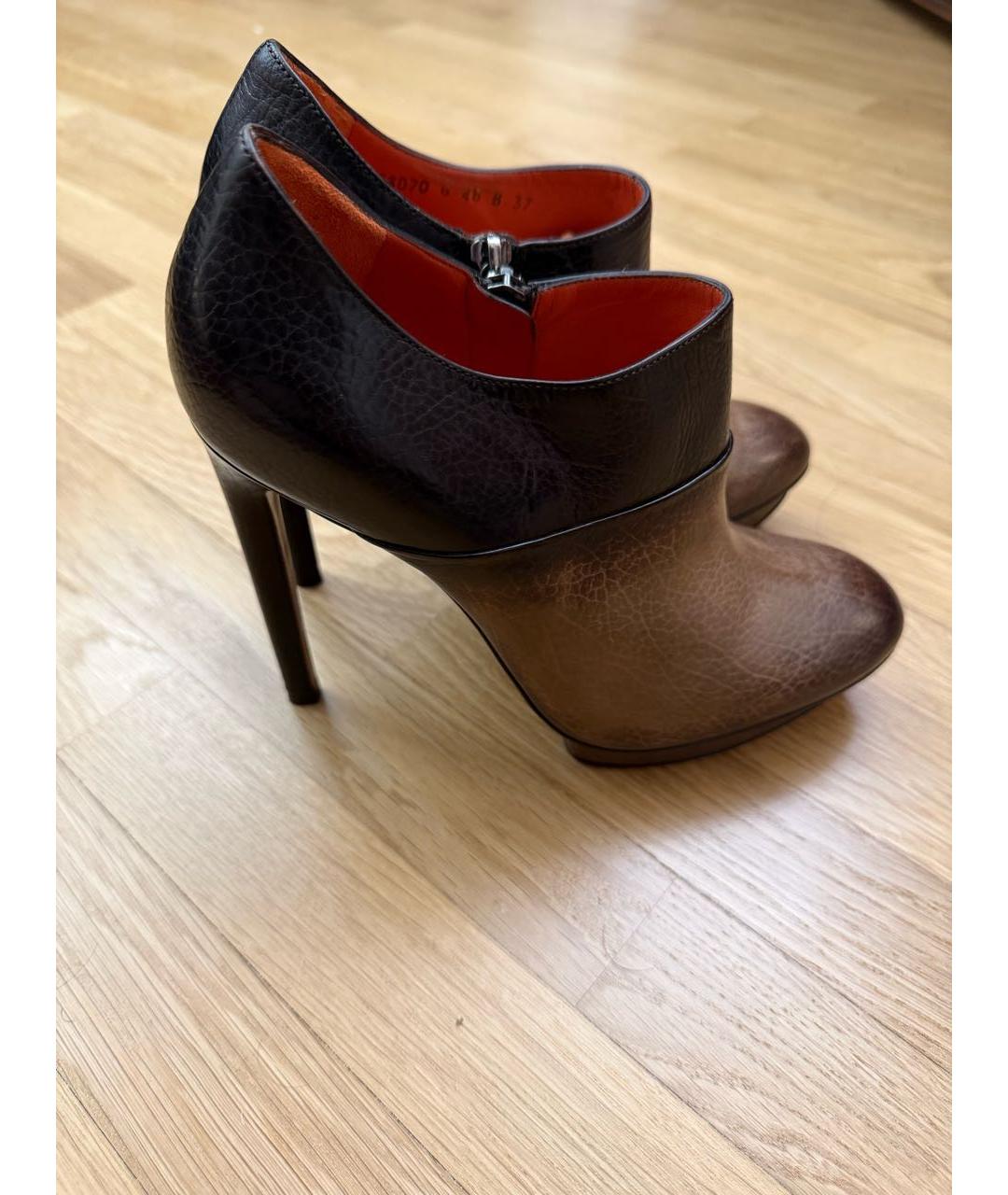 SANTONI Коричневые кожаные ботильоны, фото 7