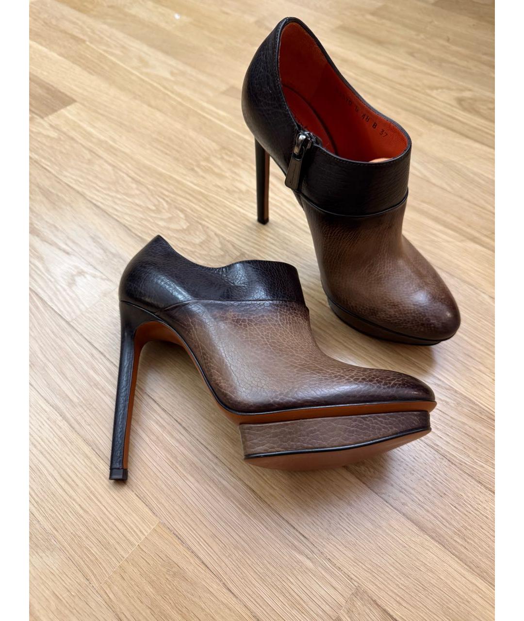 SANTONI Коричневые кожаные ботильоны, фото 9