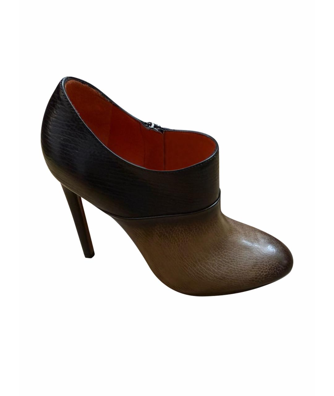 SANTONI Коричневые кожаные ботильоны, фото 1