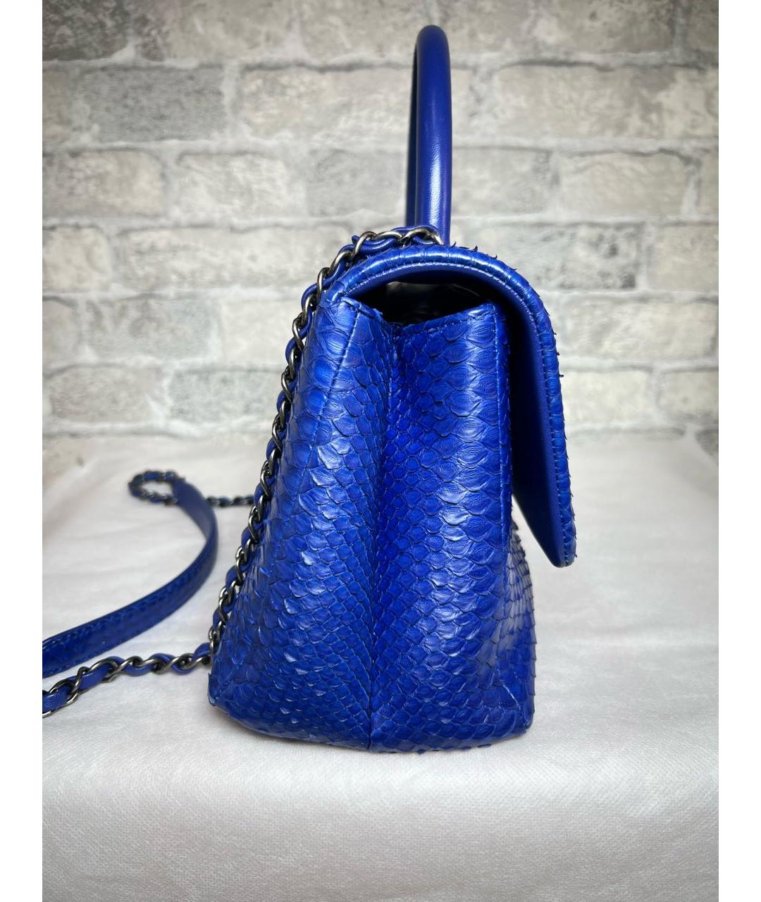 CHANEL Синяя сумка через плечо из экзотической кожи, фото 5