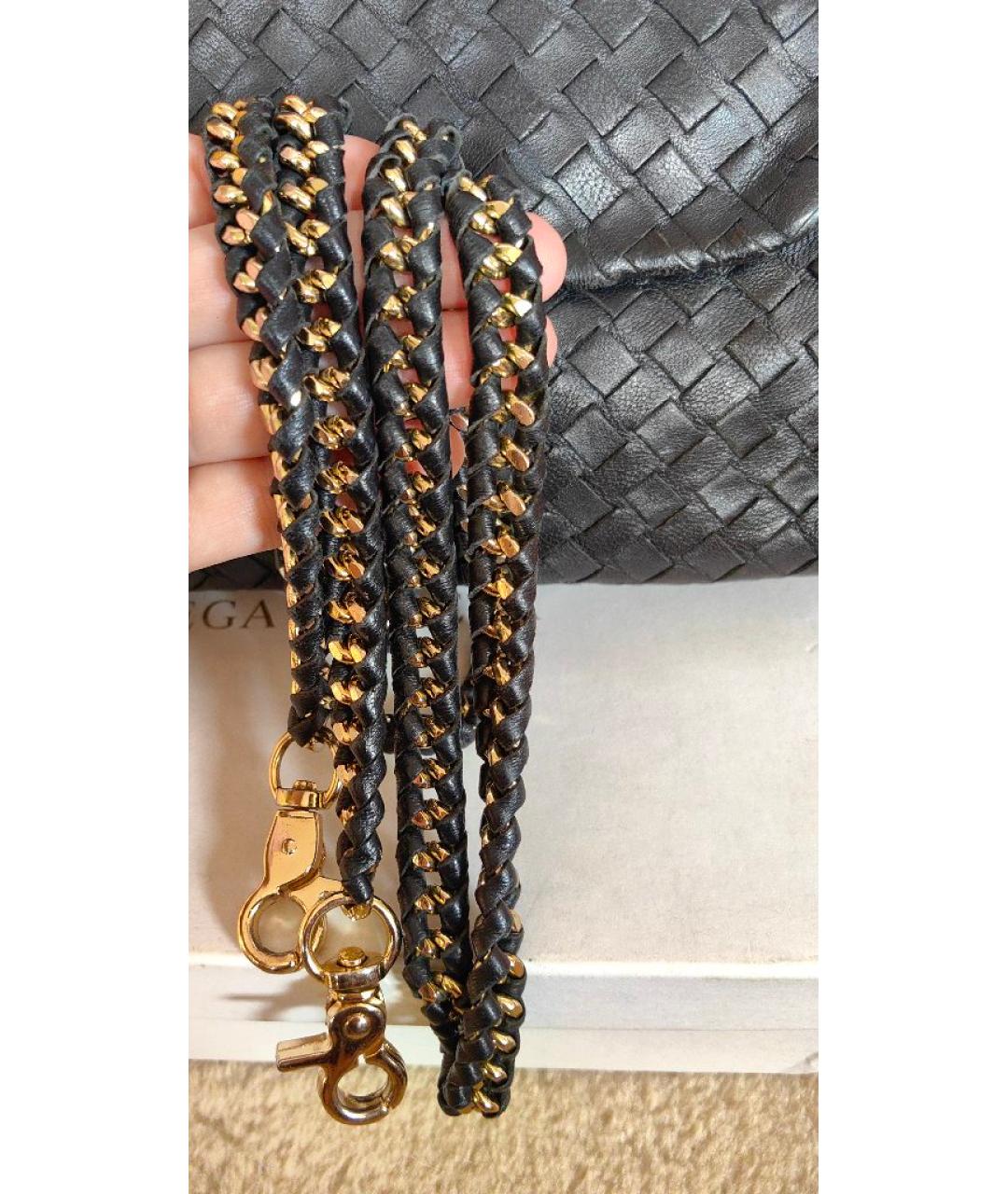 BOTTEGA VENETA Черная кожаная сумка через плечо, фото 7