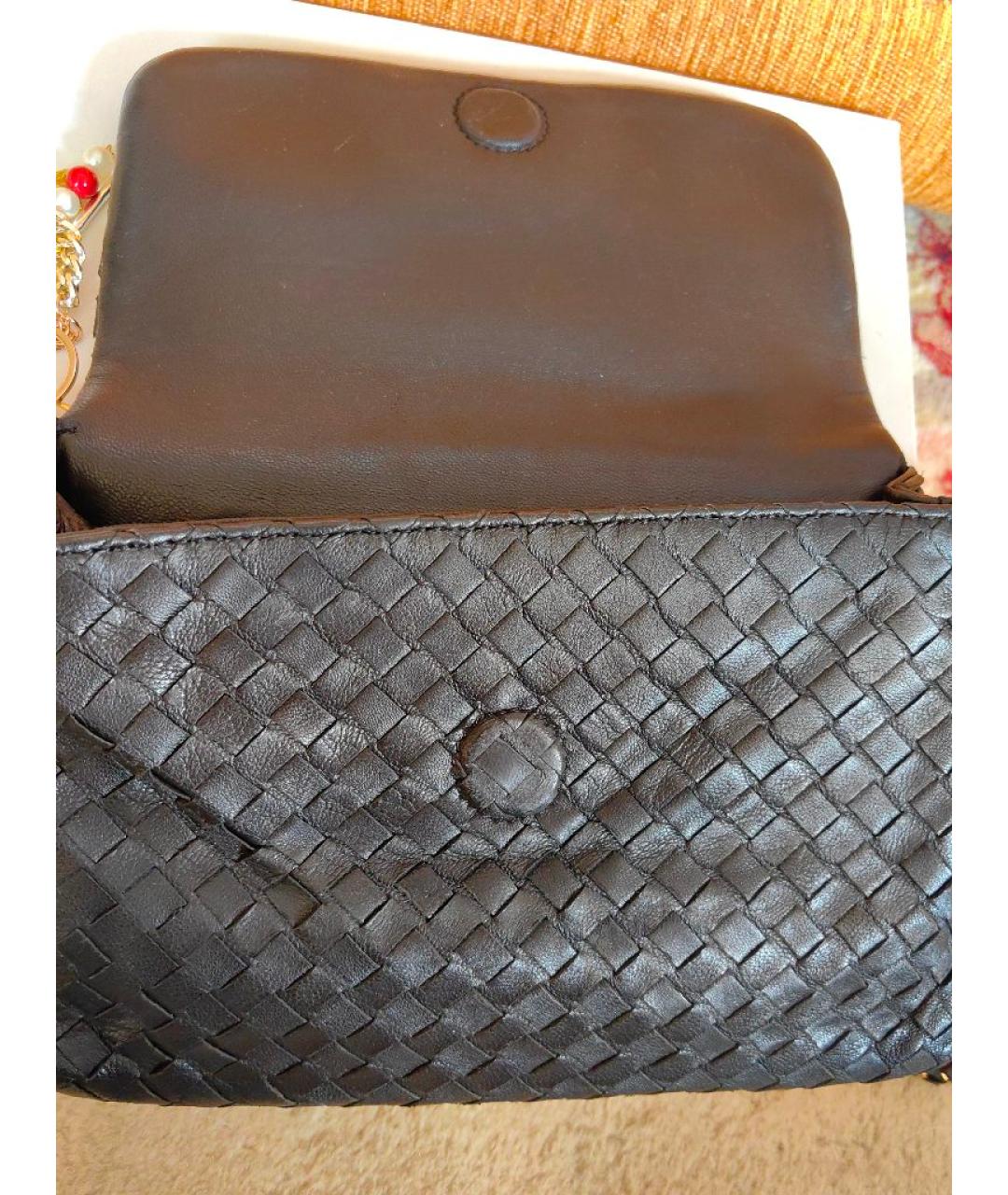 BOTTEGA VENETA Черная кожаная сумка через плечо, фото 9