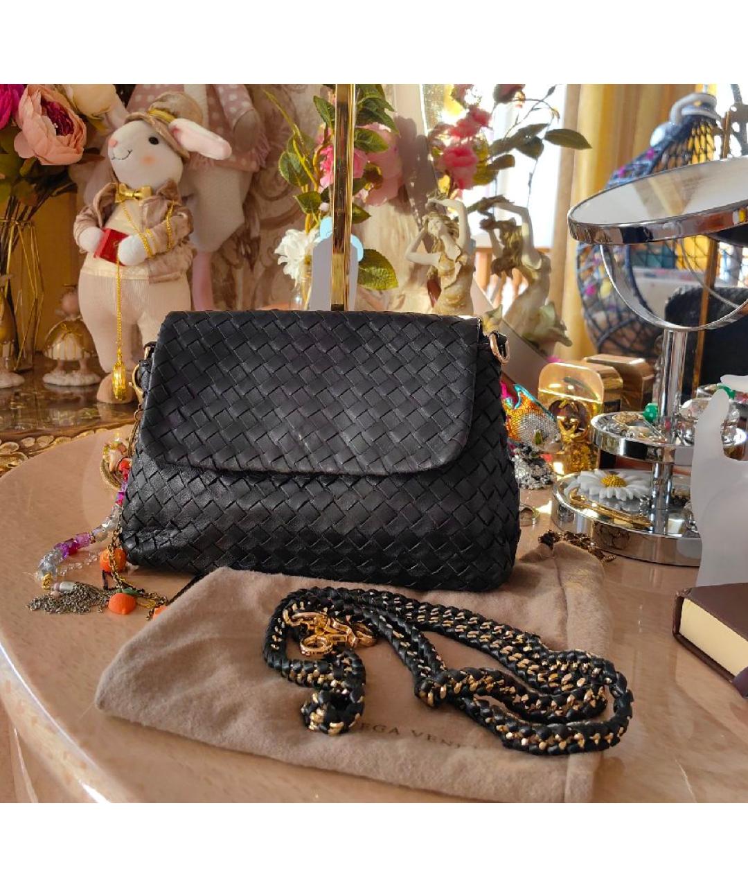 BOTTEGA VENETA Черная кожаная сумка через плечо, фото 10