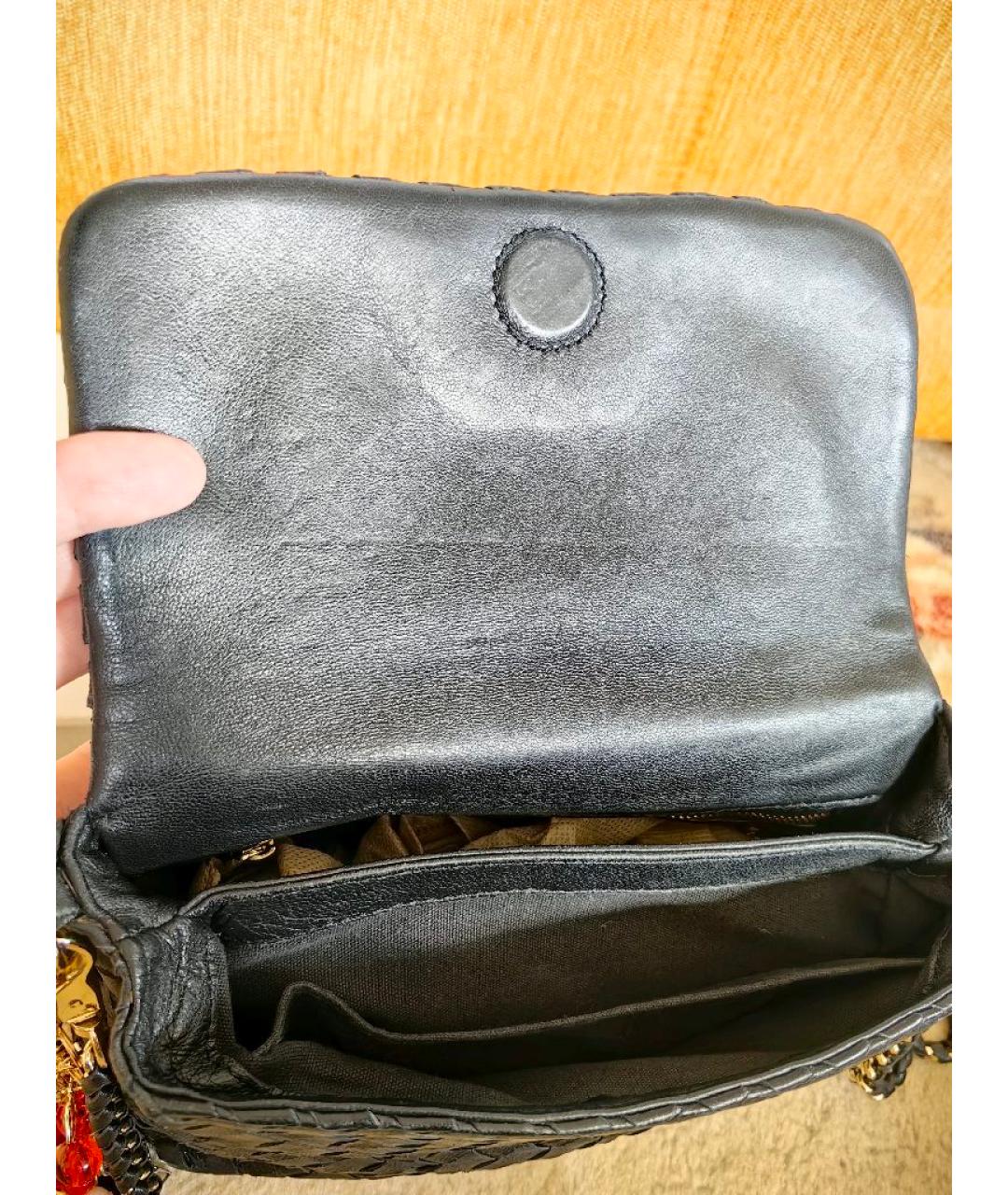 BOTTEGA VENETA Черная кожаная сумка через плечо, фото 8