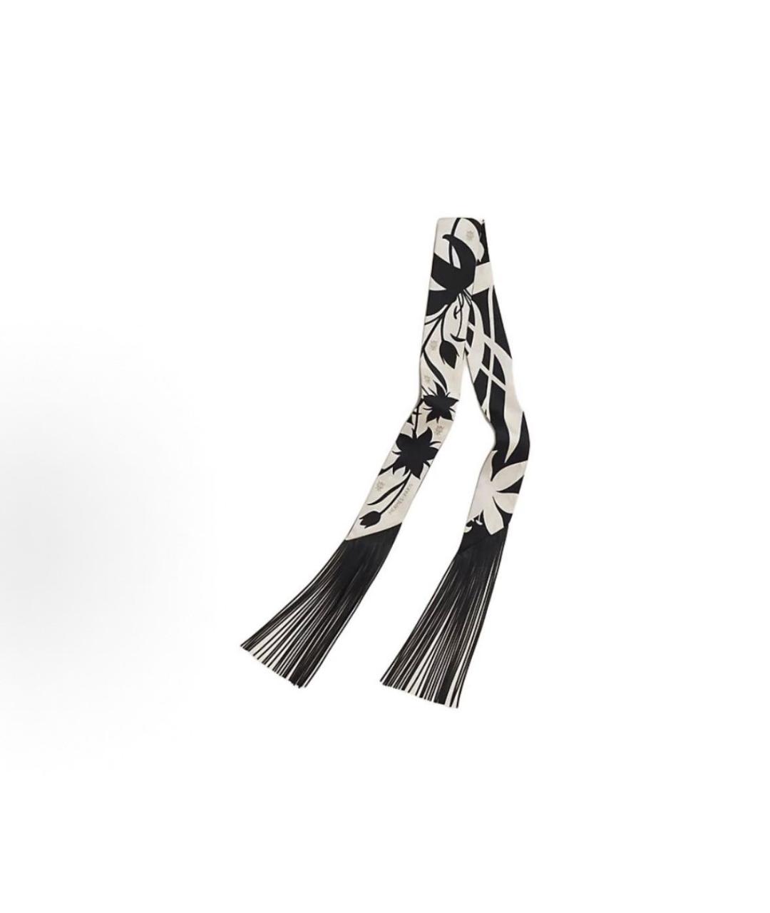 HERMES Черный шелковый шарф, фото 5