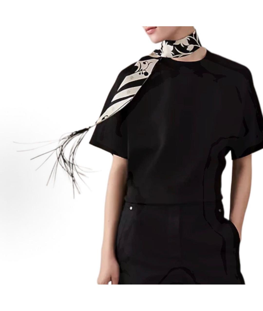 HERMES Черный шелковый шарф, фото 2