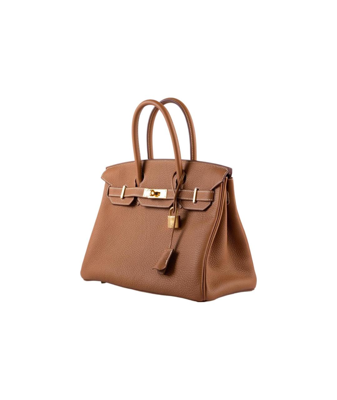 HERMES Коричневая кожаная сумка с короткими ручками, фото 2