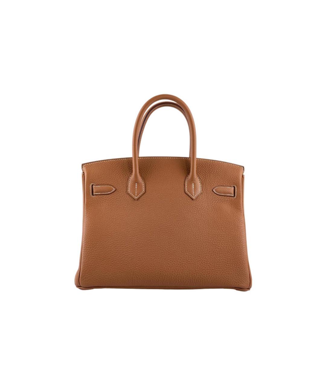 HERMES Коричневая кожаная сумка с короткими ручками, фото 4
