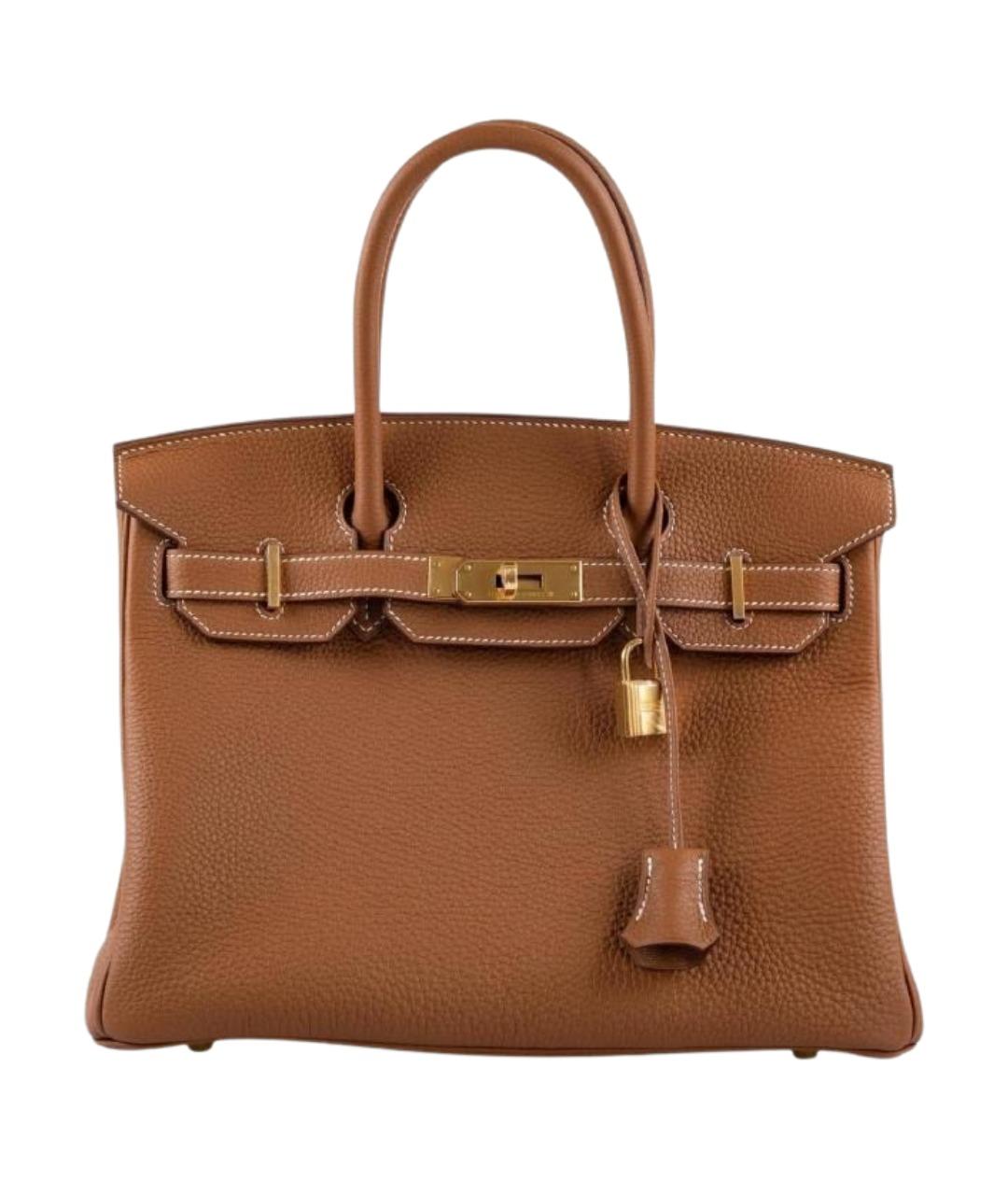 HERMES Коричневая кожаная сумка с короткими ручками, фото 1