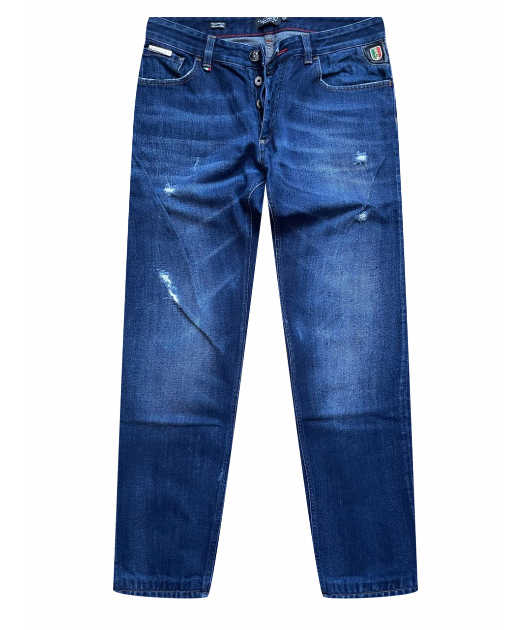 PHILIPP PLEIN Синие прямые джинсы, фото 1