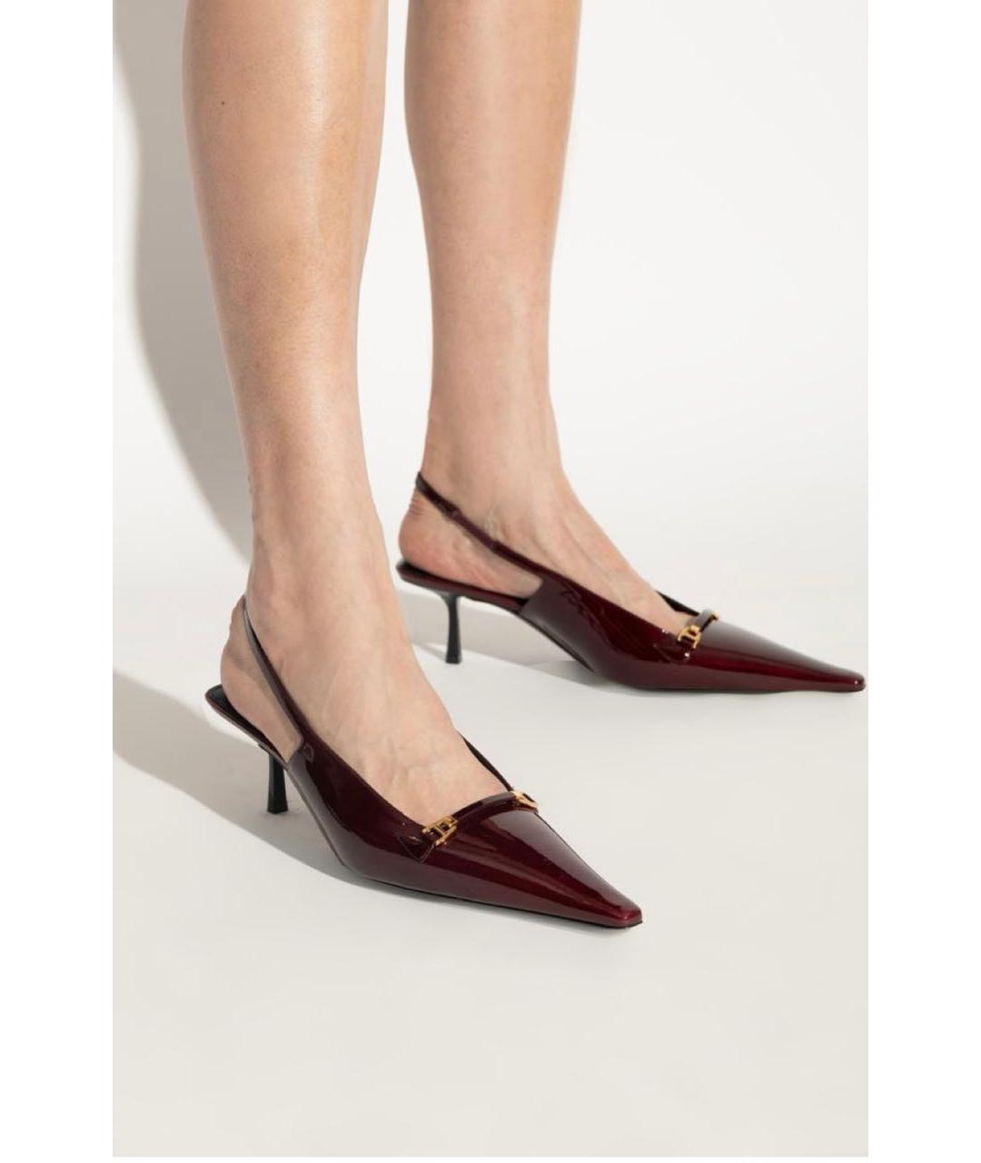 SAINT LAURENT Бордовые кожаные туфли, фото 7