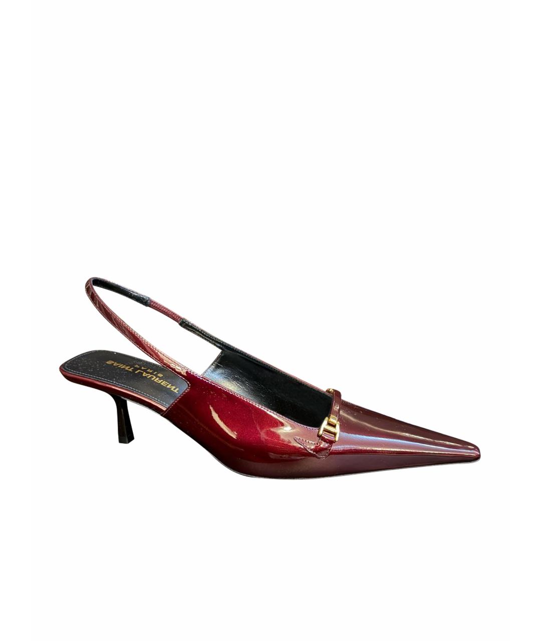 SAINT LAURENT Бордовые кожаные туфли, фото 1