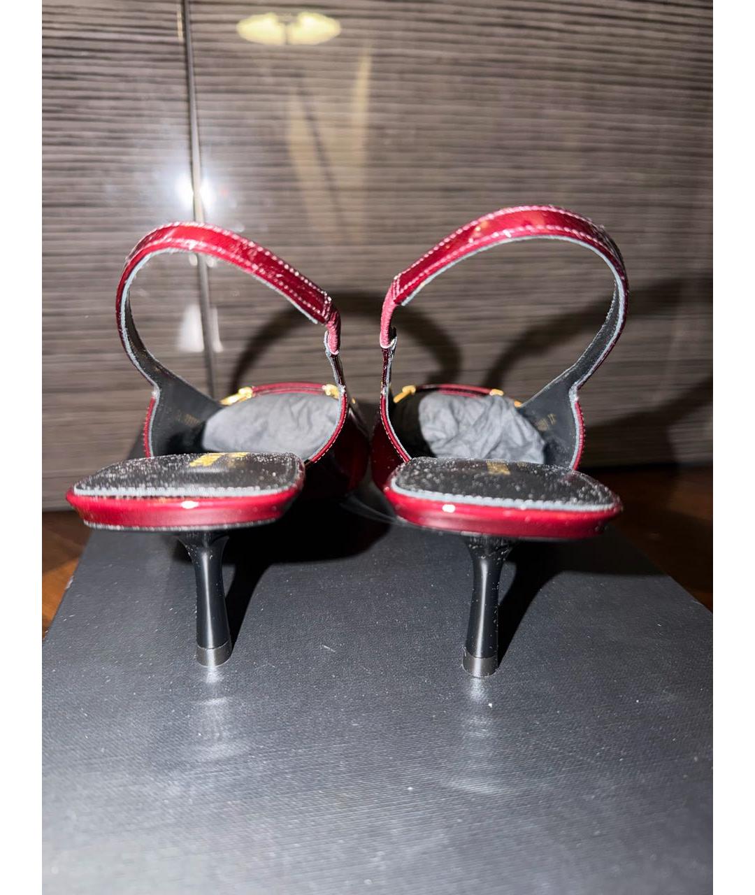 SAINT LAURENT Бордовые кожаные туфли, фото 4