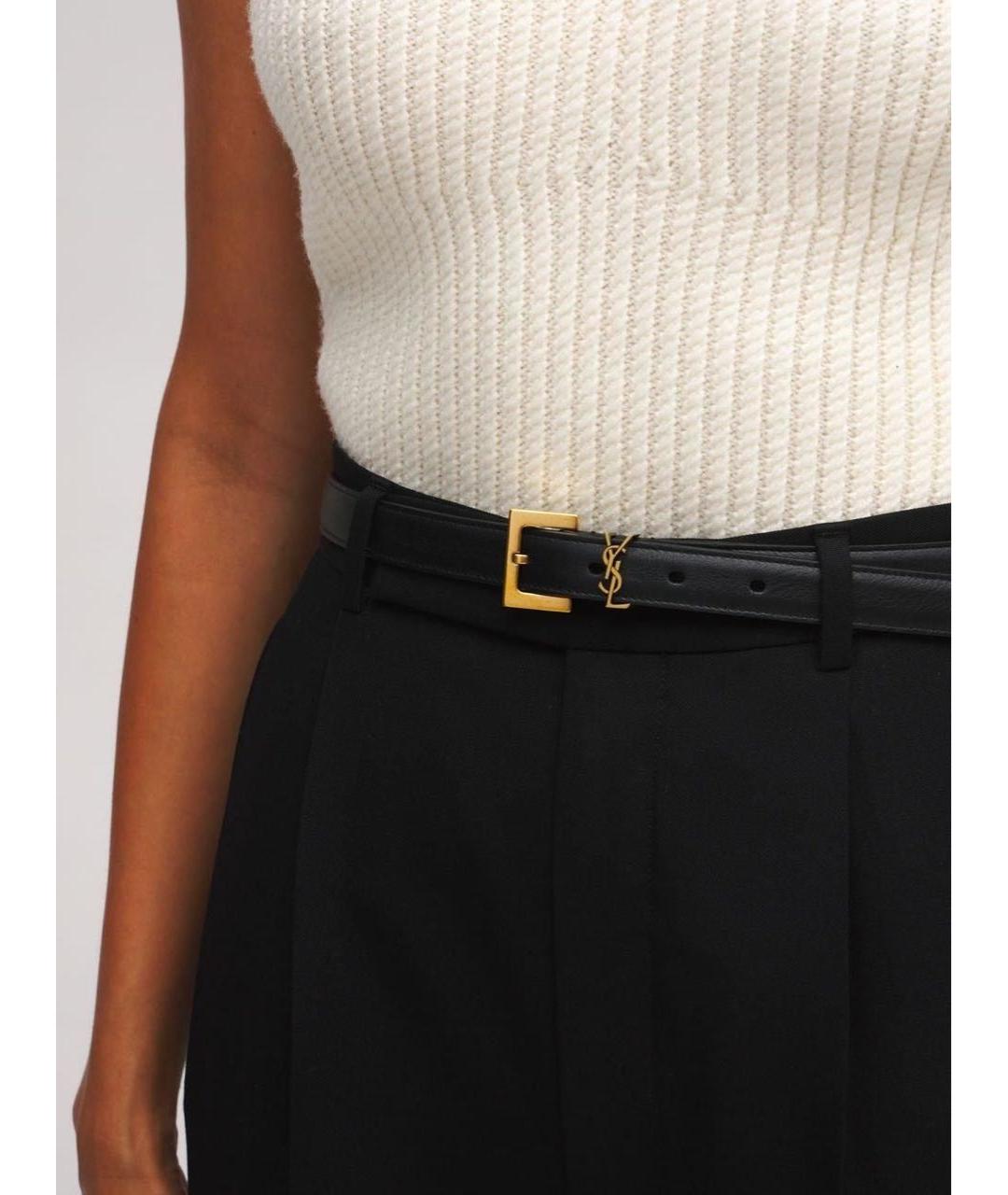 SAINT LAURENT Черный кожаный ремень, фото 5