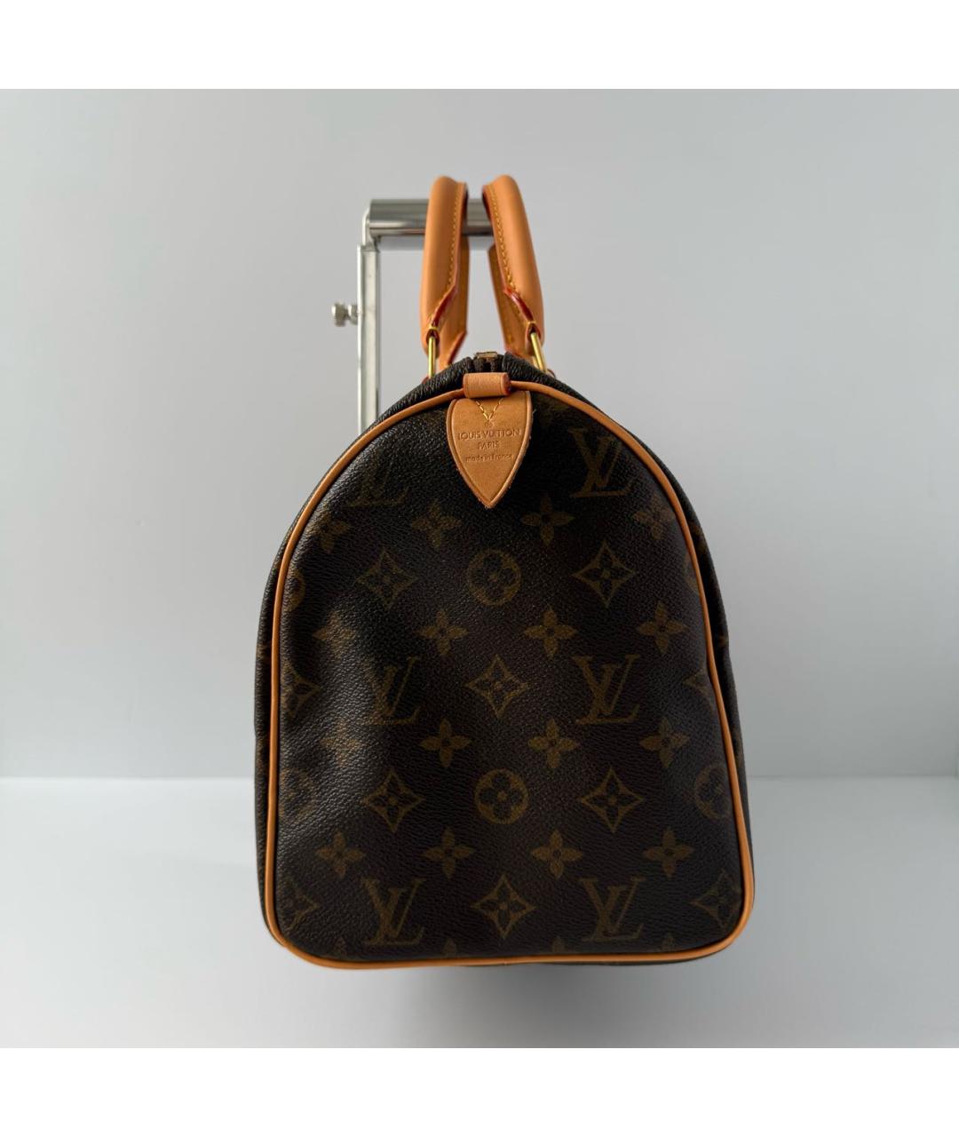 LOUIS VUITTON Коричневая кожаная сумка с короткими ручками, фото 7