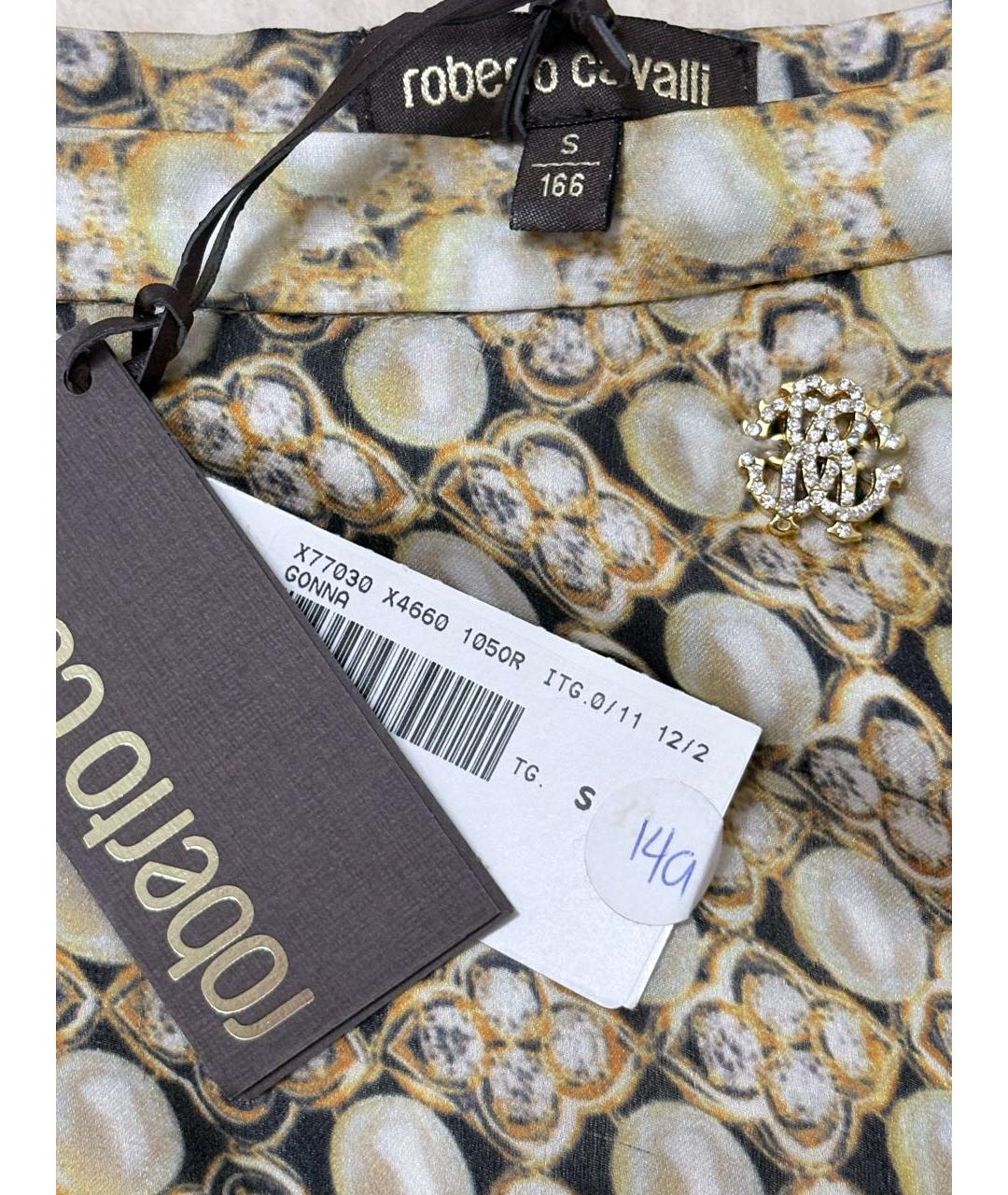 ROBERTO CAVALLI JUNIOR Бежевая шелковая юбка, фото 3