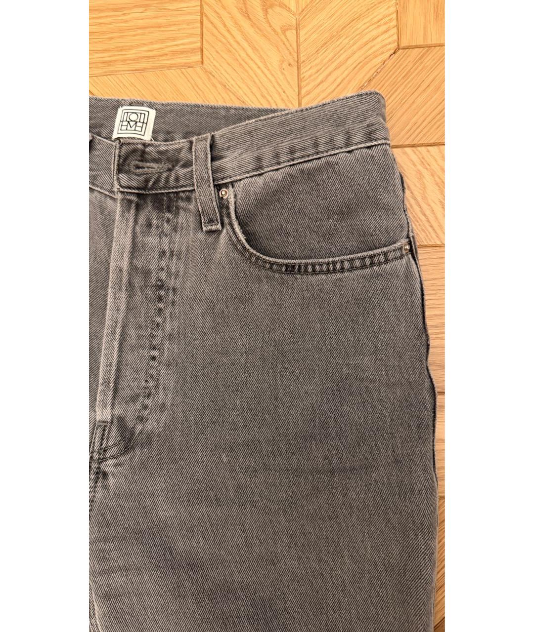 TOTEME Серые хлопковые прямые джинсы, фото 4