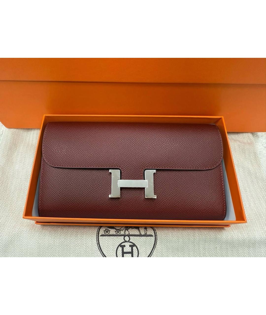 HERMES Бордовая кожаная сумка на плечо, фото 4