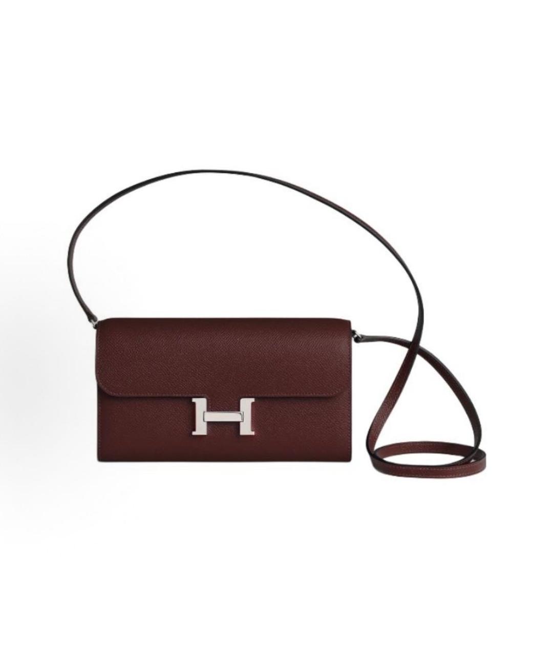 HERMES Бордовая кожаная сумка на плечо, фото 5