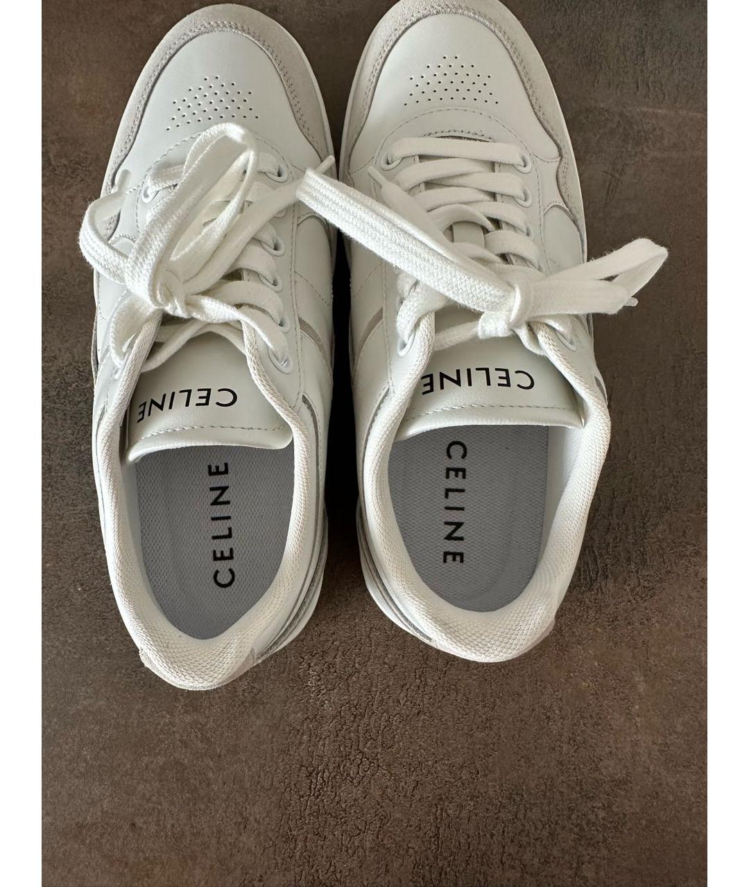 CELINE Белые кожаные кроссовки, фото 4