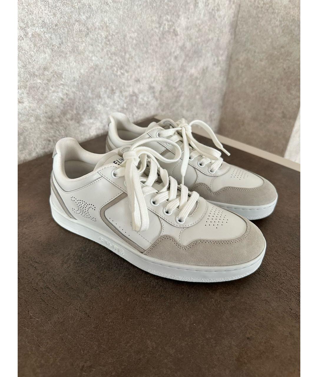CELINE Белые кожаные кроссовки, фото 7