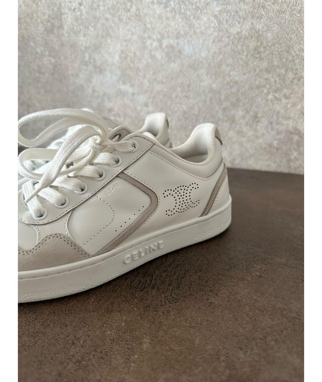 CELINE Белые кожаные кроссовки, фото 8