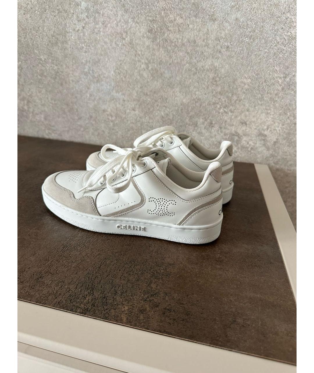 CELINE Белые кожаные кроссовки, фото 9