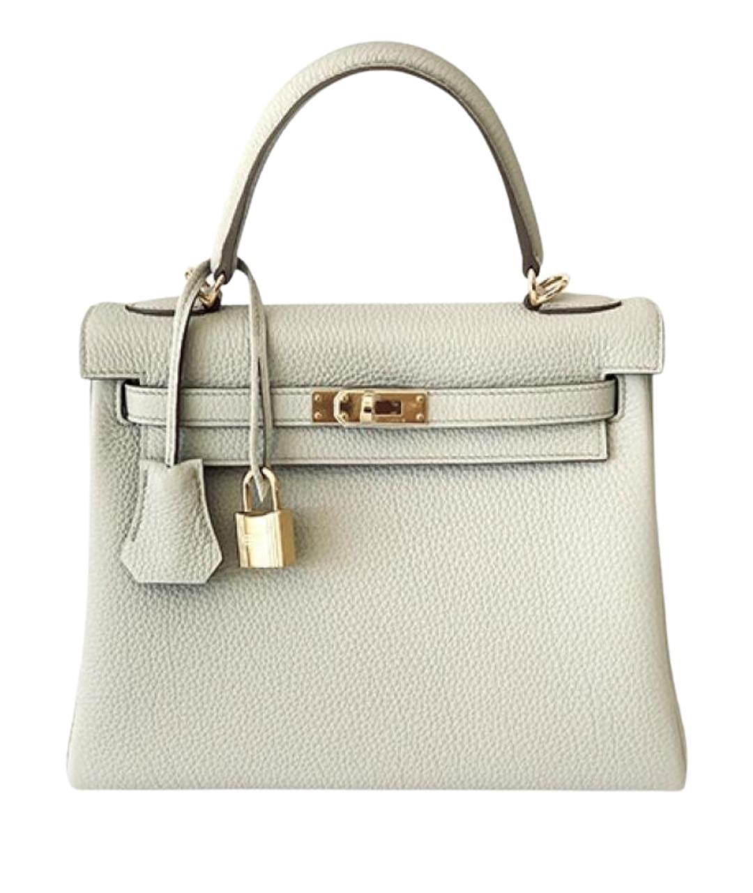 HERMES Белая кожаная сумка с короткими ручками, фото 1