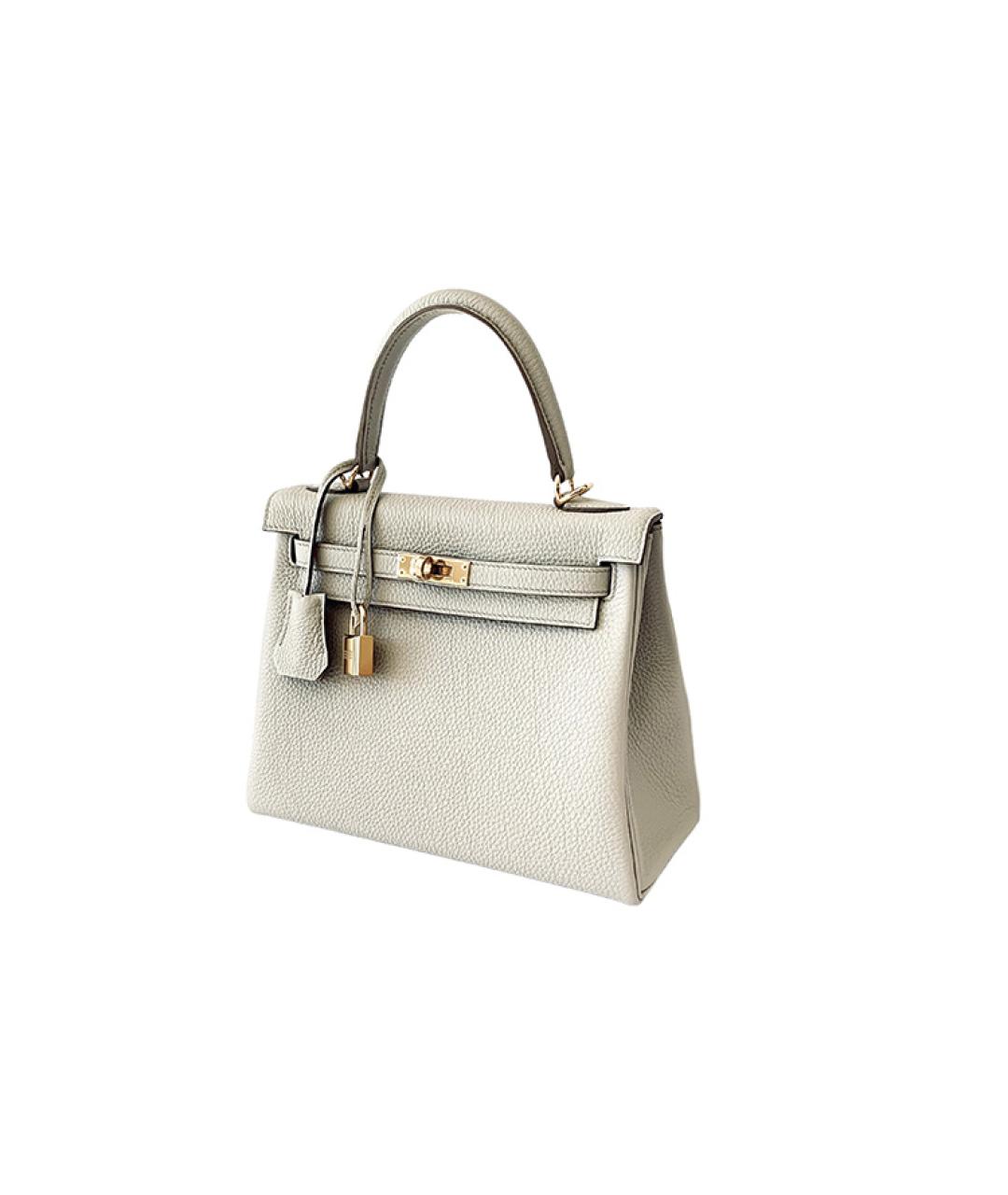 HERMES Белая кожаная сумка с короткими ручками, фото 2