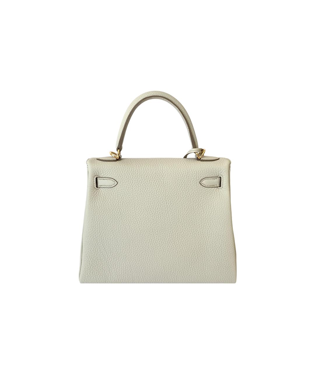HERMES Белая кожаная сумка с короткими ручками, фото 3