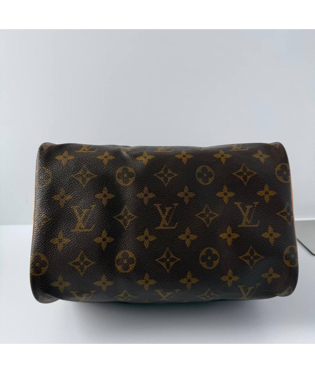 LOUIS VUITTON Коричневая кожаная сумка с короткими ручками, фото 3
