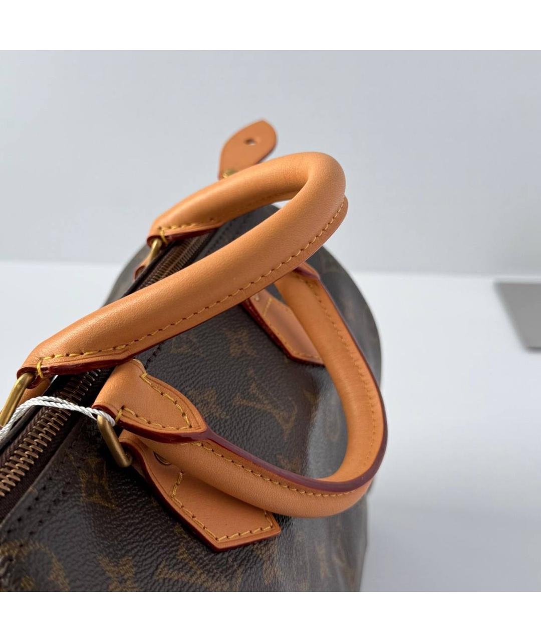 LOUIS VUITTON Коричневая кожаная сумка с короткими ручками, фото 6