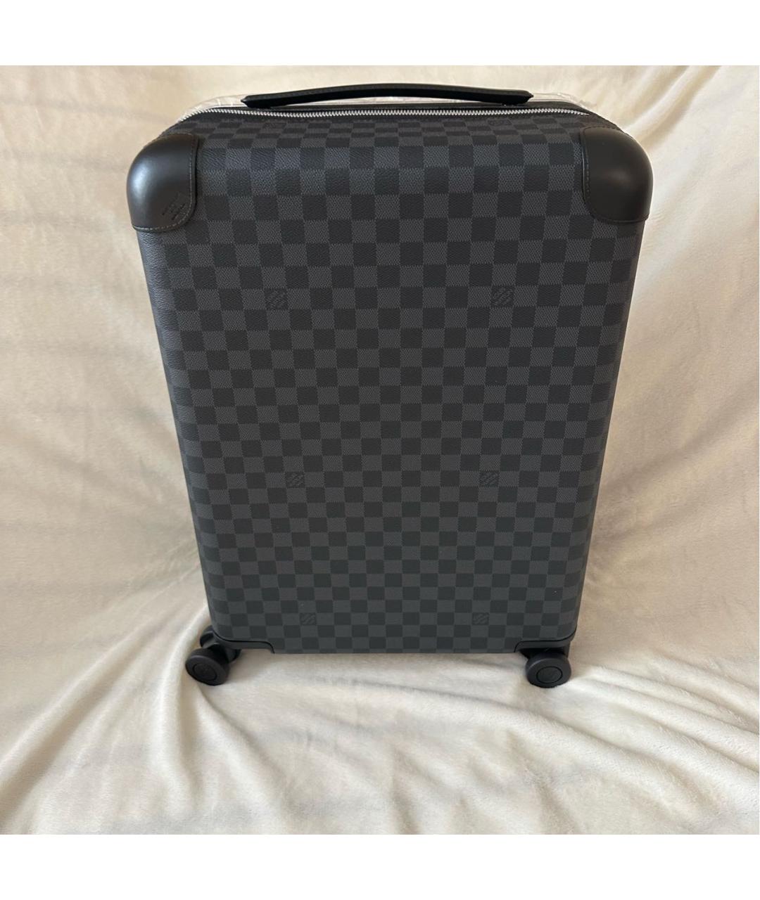 LOUIS VUITTON Антрацитовый кожаный чемодан, фото 2