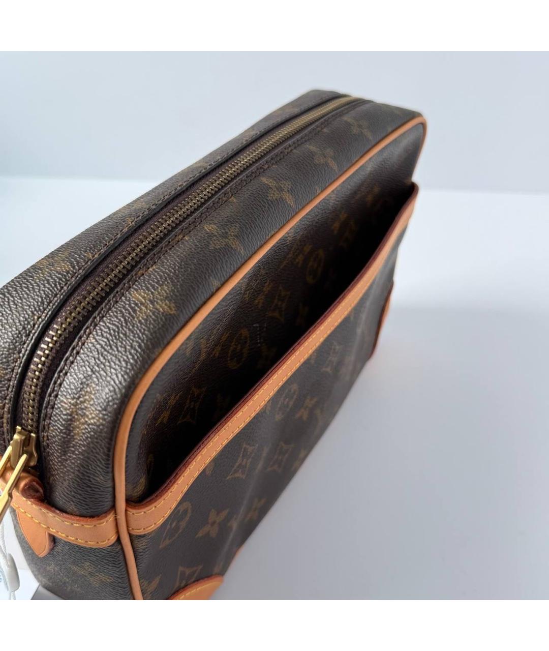 LOUIS VUITTON Коричневая кожаная сумка на плечо, фото 3