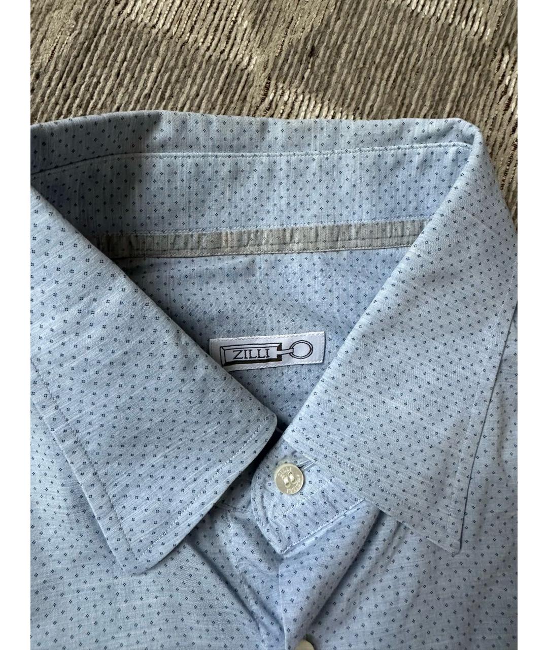 ZILLI Голубая хлопковая классическая рубашка, фото 7