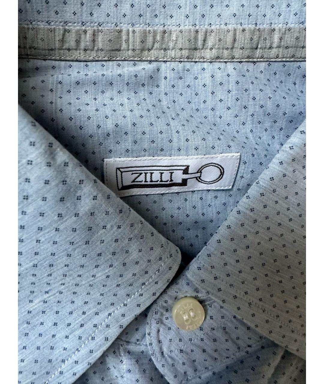 ZILLI Голубая хлопковая классическая рубашка, фото 3