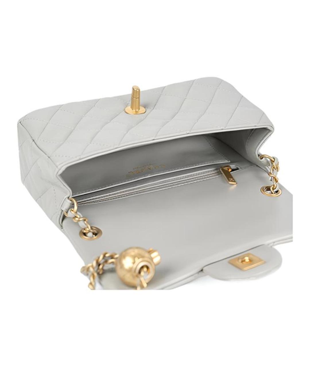 CHANEL Серая кожаная сумка через плечо, фото 4