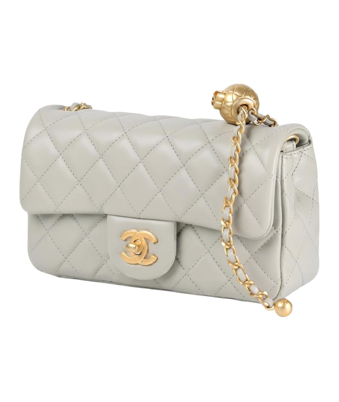 CHANEL Серая кожаная сумка через плечо, фото 2