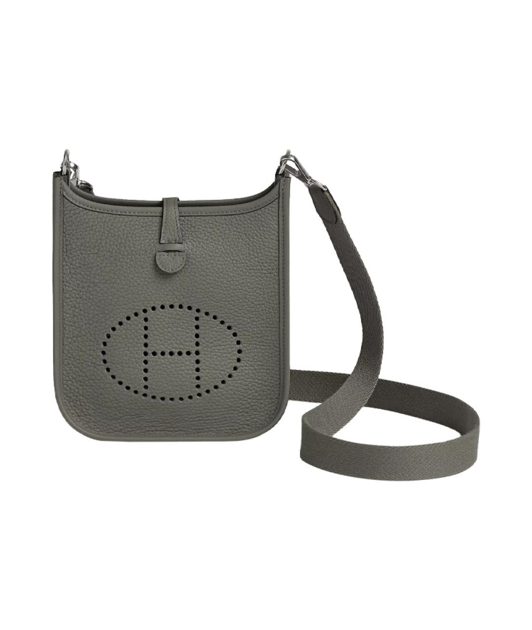 HERMES Серая кожаная сумка через плечо, фото 6