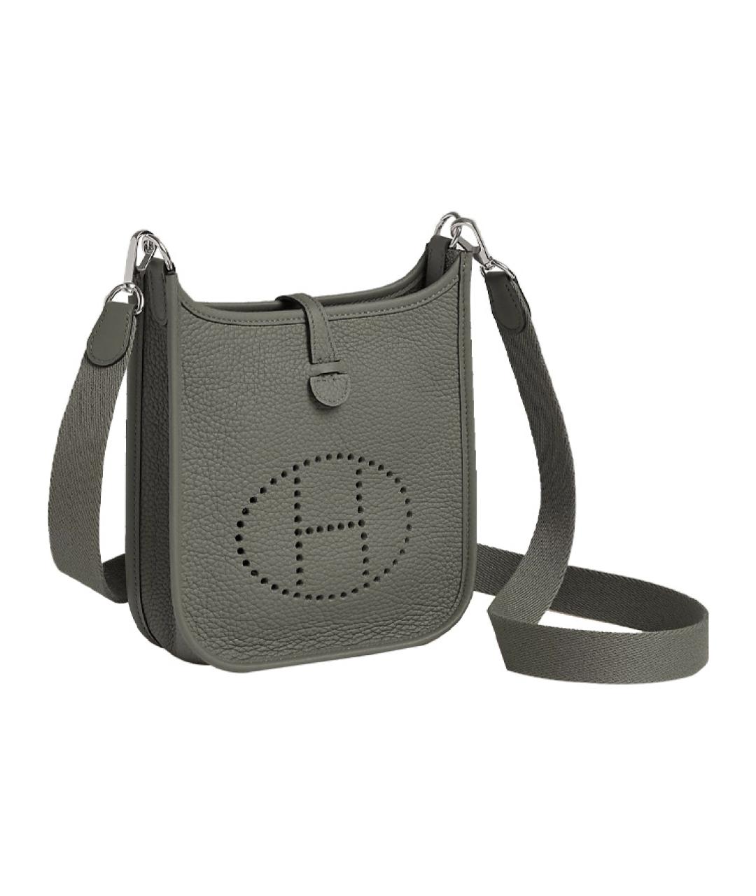 HERMES Серая кожаная сумка через плечо, фото 2