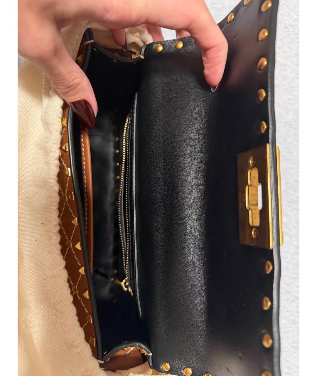 VALENTINO Коричневая кожаная сумка с короткими ручками, фото 4