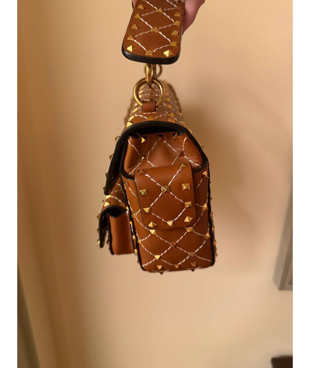 VALENTINO Коричневая кожаная сумка с короткими ручками, фото 2