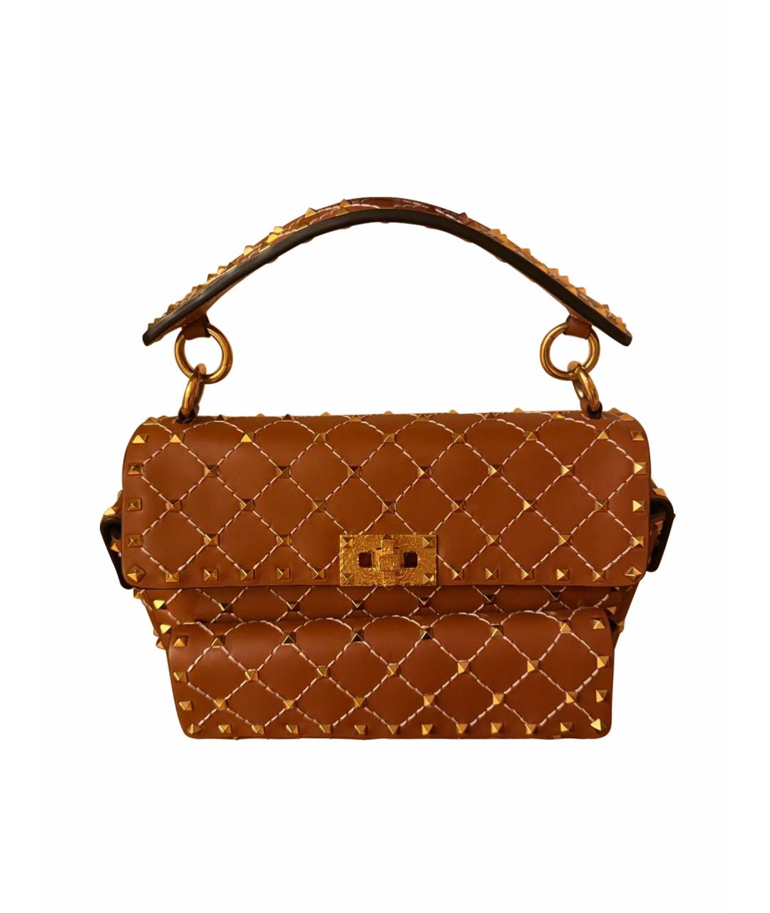 VALENTINO Коричневая кожаная сумка с короткими ручками, фото 1